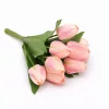 Prémium mesterséges tulipán virágcsokor 35 cm – 9 szálas rózsaszín tulipán dekorációs művirág csokor