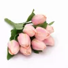 Prémium mesterséges tulipán virágcsokor 35 cm – 9 szálas rózsaszín tulipán dekorációs művirág csokor