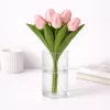 Prémium mesterséges tulipán virágcsokor 35 cm – 9 szálas rózsaszín tulipán dekorációs művirág csokor