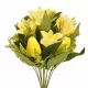 Prémium 40 cm-es citromsárga vegyes művirág csokor – 12 szálas liliom és tulipán dekor kompozíció