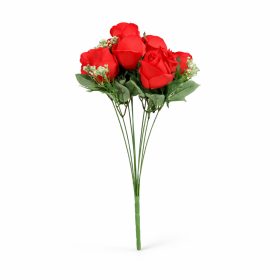   Prémium 50 cm-es vörös műrózsa csokor – 9 rózsafejes dekor virág lakásba és ajándéknak