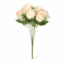   Prémium 50 cm-es halvány sárga műrózsa csokor – 9 rózsafejes elegáns dekor virág lakásba és ajándéknak