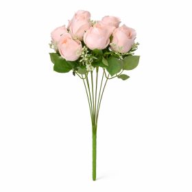   50 cm műrózsa csokor, 9 fejes rózsa, rózsaszín műrózsa, dekor virág, művirág csokor, romantikus ajándék, lakásdekoráció