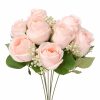 50 cm műrózsa csokor, 9 fejes rózsa, rózsaszín műrózsa, dekor virág, művirág csokor, romantikus ajándék, lakásdekoráció
