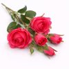 66 cm-es élénk rózsaszín 5 fejes selyem műrózsa ág – élethű dekorációs rózsa lakásba és esküvőre