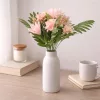 Prémium mesterséges liliom–rózsa virágcsokor 55 cm – 10 szálas rózsaszín dekorációs művirág csokor