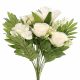 Prémium mesterséges liliom–rózsa virágcsokor 55 cm – 10 szálas fehér dekorációs művirág csokor
