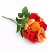 Prémium mesterséges vegyes virágcsokor 50 cm – 10 szálas rózsa és liliom dekorációs művirág csokor piros–narancs színben