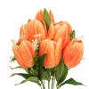 1. Terméknév: 50 cm-es 10 Szálas Narancs-Sárga Selyem Tulipán Csokor – Élethű Művirág Dekoráció Otthonra és Rendezvényre