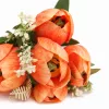1. Terméknév: 50 cm-es 10 Szálas Narancs-Sárga Selyem Tulipán Csokor – Élethű Művirág Dekoráció Otthonra és Rendezvényre
