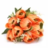 1. Terméknév: 50 cm-es 10 Szálas Narancs-Sárga Selyem Tulipán Csokor – Élethű Művirág Dekoráció Otthonra és Rendezvényre