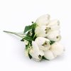 50 cm-es 10 Szálas Fehér Selyem Tulipán Csokor – Elegáns Művirág Dekoráció Otthonra és Esküvőre