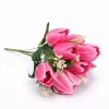 50 cm-es 10 Szálas Pink Selyem Tulipán Csokor – Élénk Művirág Dekoráció Otthonra és Rendezvényre