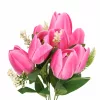 50 cm-es 10 Szálas Pink Selyem Tulipán Csokor – Élénk Művirág Dekoráció Otthonra és Rendezvényre