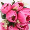 50 cm-es 10 Szálas Pink Selyem Tulipán Csokor – Élénk Művirág Dekoráció Otthonra és Rendezvényre