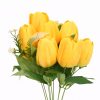 50 cm-es 10 Szálas Sárga Selyem Tulipán Csokor – Élethű Művirág Dekoráció Otthonra és Rendezvényre