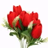 50 cm-es 10 Szálas Piros Selyem Tulipán Csokor – Elegáns Művirág Dekoráció Otthonra és Esküvőre