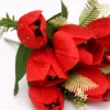 50 cm-es 10 Szálas Piros Selyem Tulipán Csokor – Elegáns Művirág Dekoráció Otthonra és Esküvőre