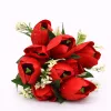 50 cm-es 10 Szálas Piros Selyem Tulipán Csokor – Elegáns Művirág Dekoráció Otthonra és Esküvőre
