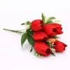 50 cm-es 10 Szálas Piros Selyem Tulipán Csokor – Elegáns Művirág Dekoráció Otthonra és Esküvőre