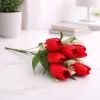 50 cm-es 10 Szálas Piros Selyem Tulipán Csokor – Elegáns Művirág Dekoráció Otthonra és Esküvőre
