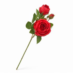   46 cm-es 3 Fejes Piros Selyem Rózsa – Élethű Műrózsa Dekorációhoz