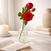 46 cm-es 3 Fejes Piros Selyem Rózsa – Élethű Műrózsa Dekorációhoz
