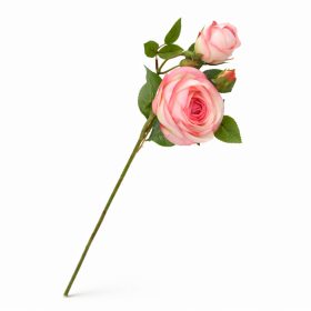   46 cm-es 3 Fejes Pasztell Rózsaszín Selyem Rózsa – Élethű Műrózsa Dekorációhoz