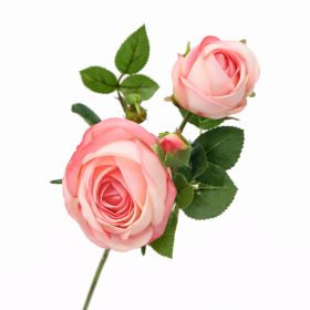   46 cm-es 3 Fejes Pasztell Rózsaszín Selyem Rózsa – Élethű Műrózsa Dekorációhoz