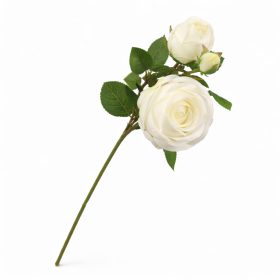   46 cm-es 3 Fejes Krémfehér Selyem Rózsa – Élethű Műrózsa Dekorációhoz