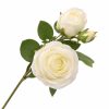 46 cm-es 3 Fejes Krémfehér Selyem Rózsa – Élethű Műrózsa Dekorációhoz