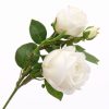 46 cm-es 3 Fejes Krémfehér Selyem Rózsa – Élethű Műrózsa Dekorációhoz