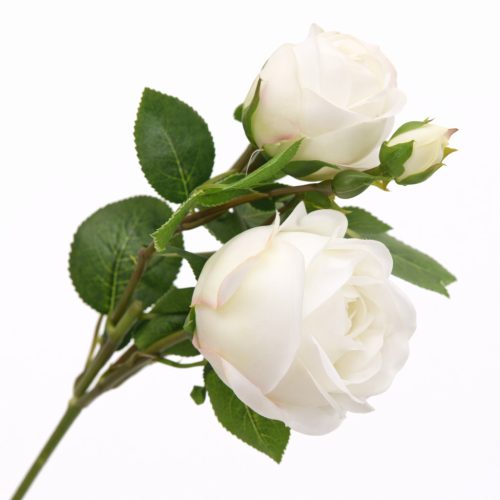 46 cm-es 3 Fejes Krémfehér Selyem Rózsa – Élethű Műrózsa Dekorációhoz