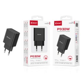   X-start PD 30W gyorstöltő adapter – USB-C fali töltő, fekete