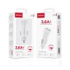 X-start autós USB töltő 3.6A – dupla USB portos gyorstöltő, fehér (Model CC056)