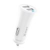 X-start autós USB töltő 3.6A – dupla USB portos gyorstöltő, fehér (Model CC056)