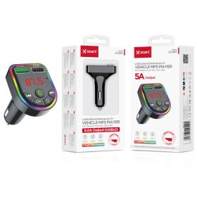   X-Start CC093 szivargyújtós Bluetooth MP3 autós töltő – 5A kimenet, FM-transzmitter, LED világítás, USB, kihangosító