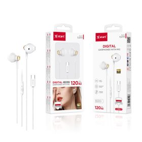   X-Start EJ210 Type-C digitális fülhallgató mikrofonnal – 120 cm kábel, Hi-Res Audio, zajszűrés