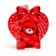 Kismackó „I Love You” szívvel – piros plüss maci 10 cm, szíves dekor csomagolásban