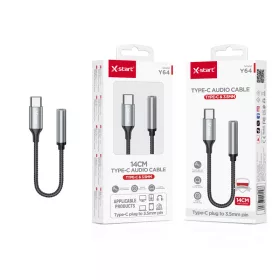   X-start USB-C – 3,5 mm jack audio adapter kábel – 14 cm, DAC chip, fejhallgató átalakító