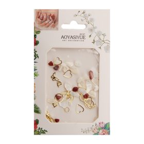 Körömfüggő 3D díszítő kövek - barna, fehér