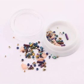Flitteres körömdíszítő - bézs, lila és kék