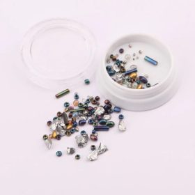 Flitteres körömdíszítő - ezüst, lila, zöld