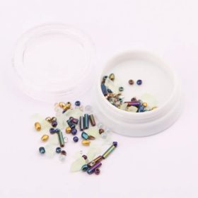 Flitteres körömdíszítő - pisztácia, arany, lila kék