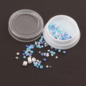 Flitteres körömdíszítő - kék és lila fehér