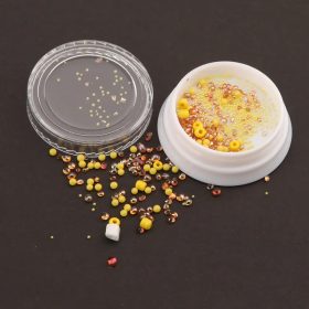 Flitteres körömdíszítő - sárga és barna