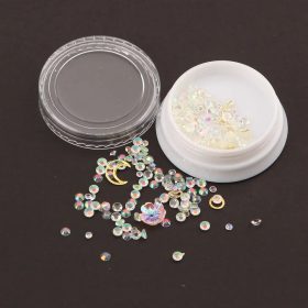 Flitteres körömdíszítő - lila virággal