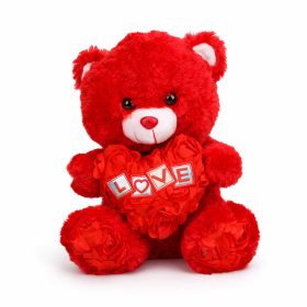   Plüss maci rózsás „LOVE” szívvel – piros plüss játék 30 cm, romantikus ajándék