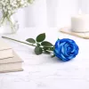 Prémium 52 cm-es kék műrózsa – élethű szilikon dekor virág modern lakásba és ajándéknak