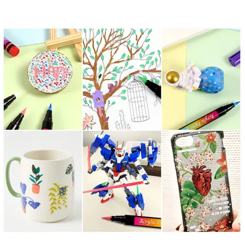 24 színű akril festék marker készlet rugalmas ecsetheggyel – Brush Tip Acrylic Paint Marker